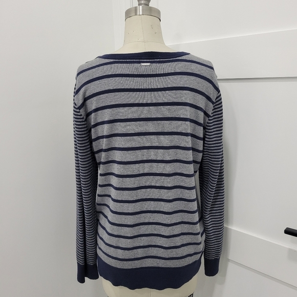 Nautica Women's Gray Navy Blue Striped Long Sleeve Sailing Sweater Size … - Picture 5 of 10